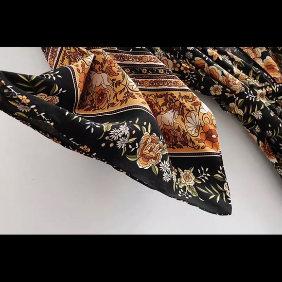 Boho gypsy floral print maxi kimono black orange - Picture 5 of 5